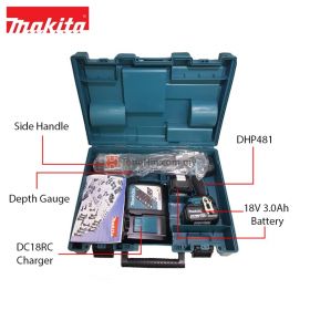 MAKITA DHP481RFE 18V Cordless Hammer Driver Drill 13mm (1/2") with 3.0Ah Battery and Charger