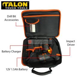 TALON TD7917 12V Cordless Impact Driver with 1.5Ah Battery and Charger