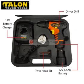 TALON TD9189 12V Cordless Driver Drill with 1.5Ah Battery and Charger